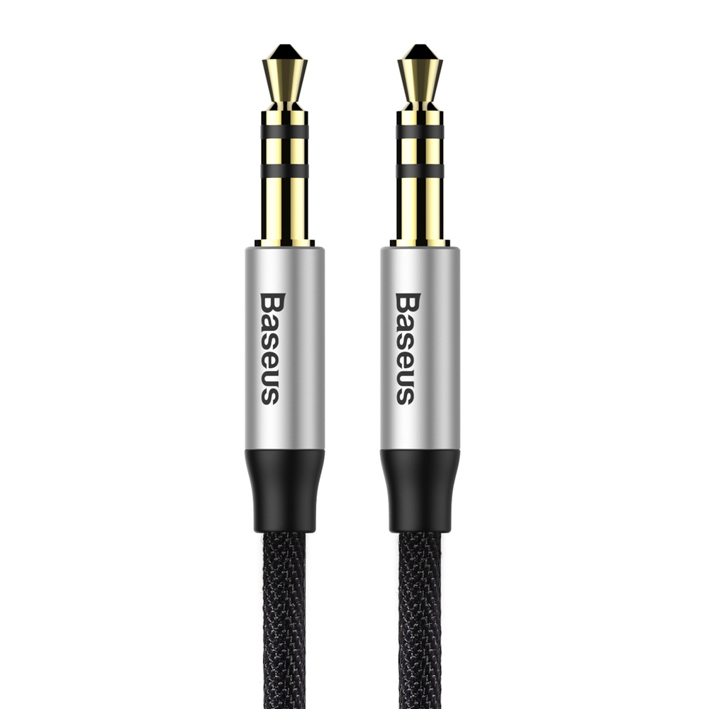 Baseus Audio Kabel 1,5m –M30 Yiven - 3,5mm Jack naar Jack – Goudvergulde Pluggen – Zwart/Zilver