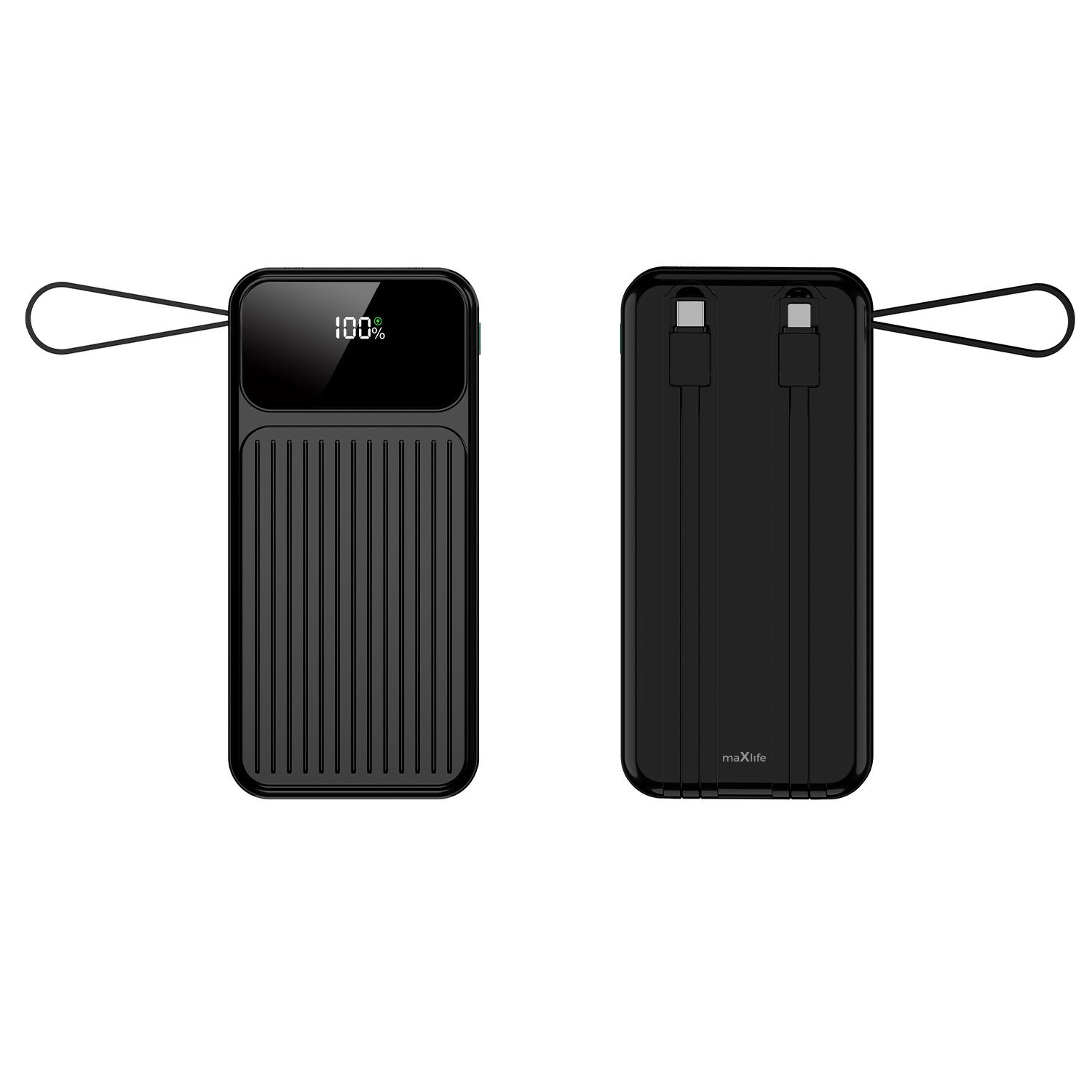 maXlife Powerbank MXPB-06 10.000mAh – Met ingebouwde USB-C & Lightning kabels en 3 poorten