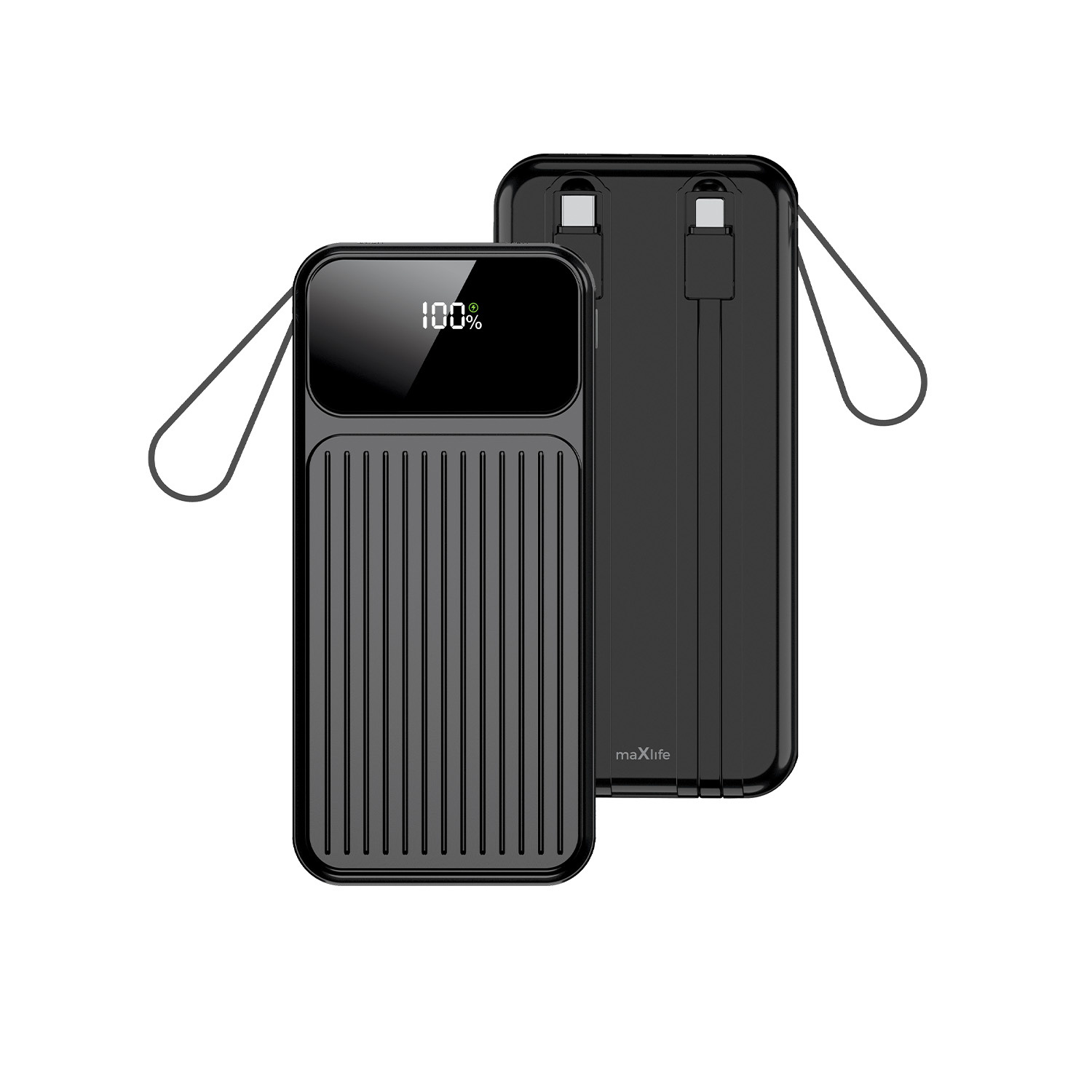 maXlife Powerbank MXPB-06 10.000mAh – Met ingebouwde USB-C & Lightning kabels en 3 poorten