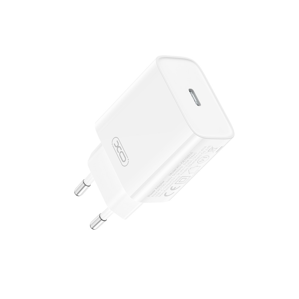 XO USB-C Snellader 20W met USB-C naar USB-C Kabel – Power Delivery, Compact Design, Wit