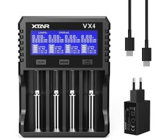 XTAR Batterijlader VX4 - 4-Slots Universele Lader met voeding