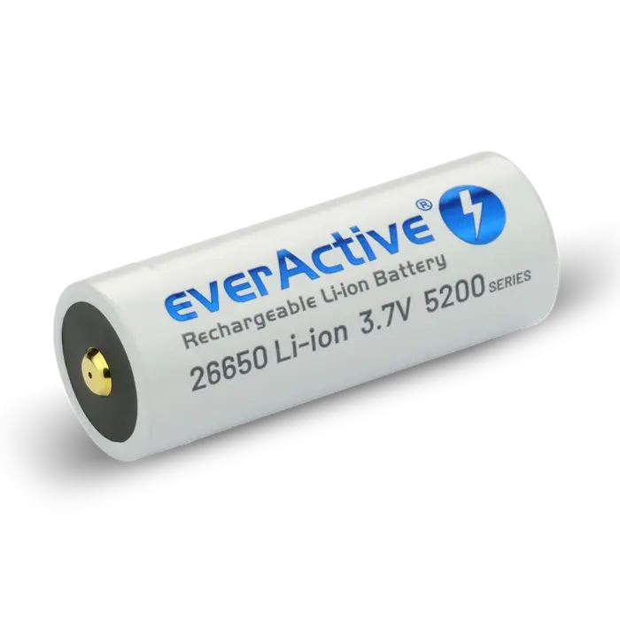 everActive 26650 oplaadbare lithium-ion batterij 5200mAh 3.7V met beschermingscircuit en micro-USB oplaadpoort