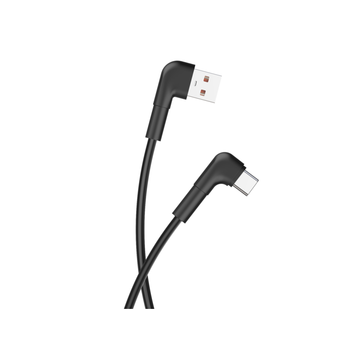 maXlife USB  naar USB-C  kabel 200cm  zwart  haaks