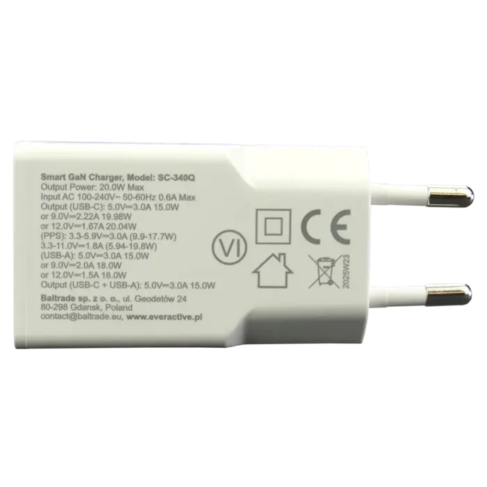 everActive USB Snellader met USB en USB-C (Quick Charge 3.0)