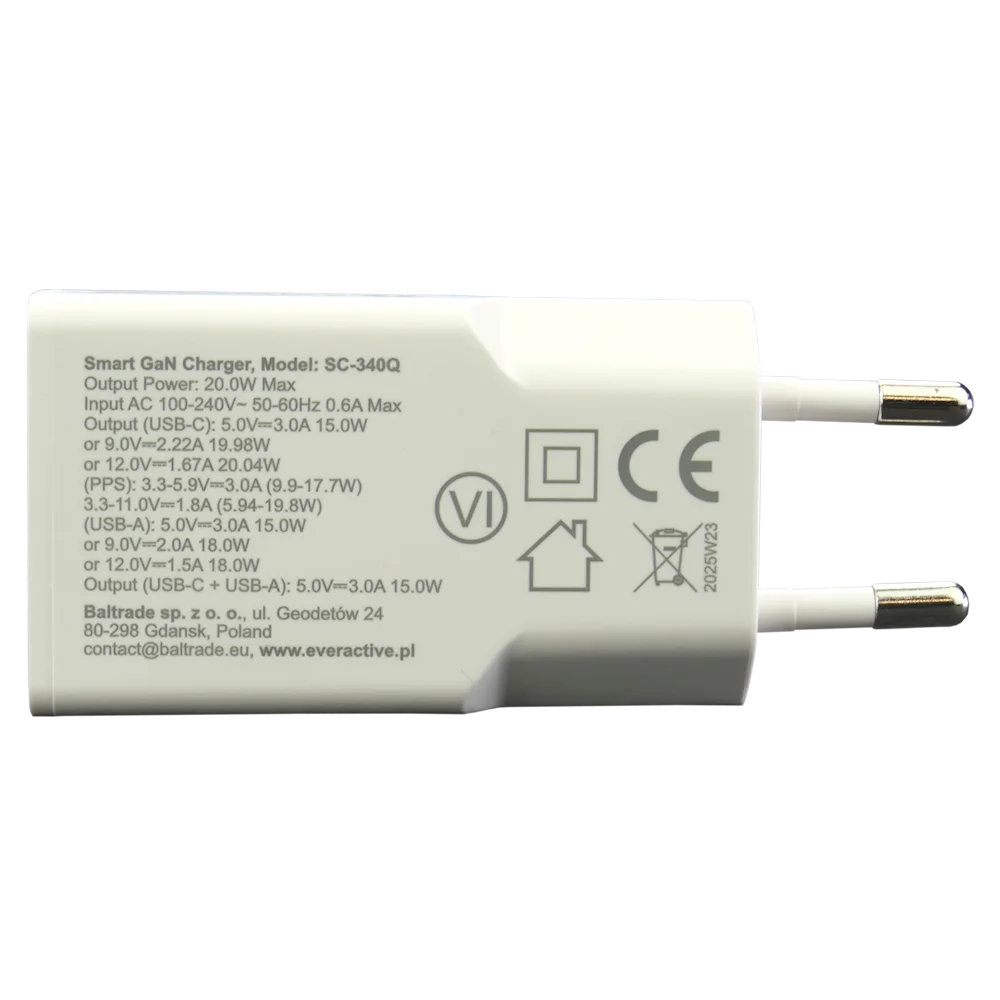 everActive USB Snellader met USB en USB-C (Quick Charge 3.0)