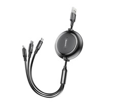 Baseus 3in1 USB-kabel 18W  USB-C, Lightning, micro-USB 120cm oprolbaar zwart