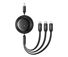 Baseus 3in1 USB-kabel - 100W USB-C, Lightning, micro-USB 110cm oprolbaar