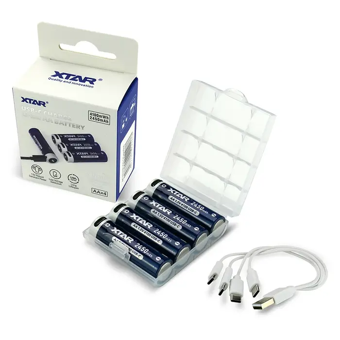 XTAR AA 1,5V Li-ion Oplaadbare Batterij – 4 Stuks – 2450Ah -USB-C