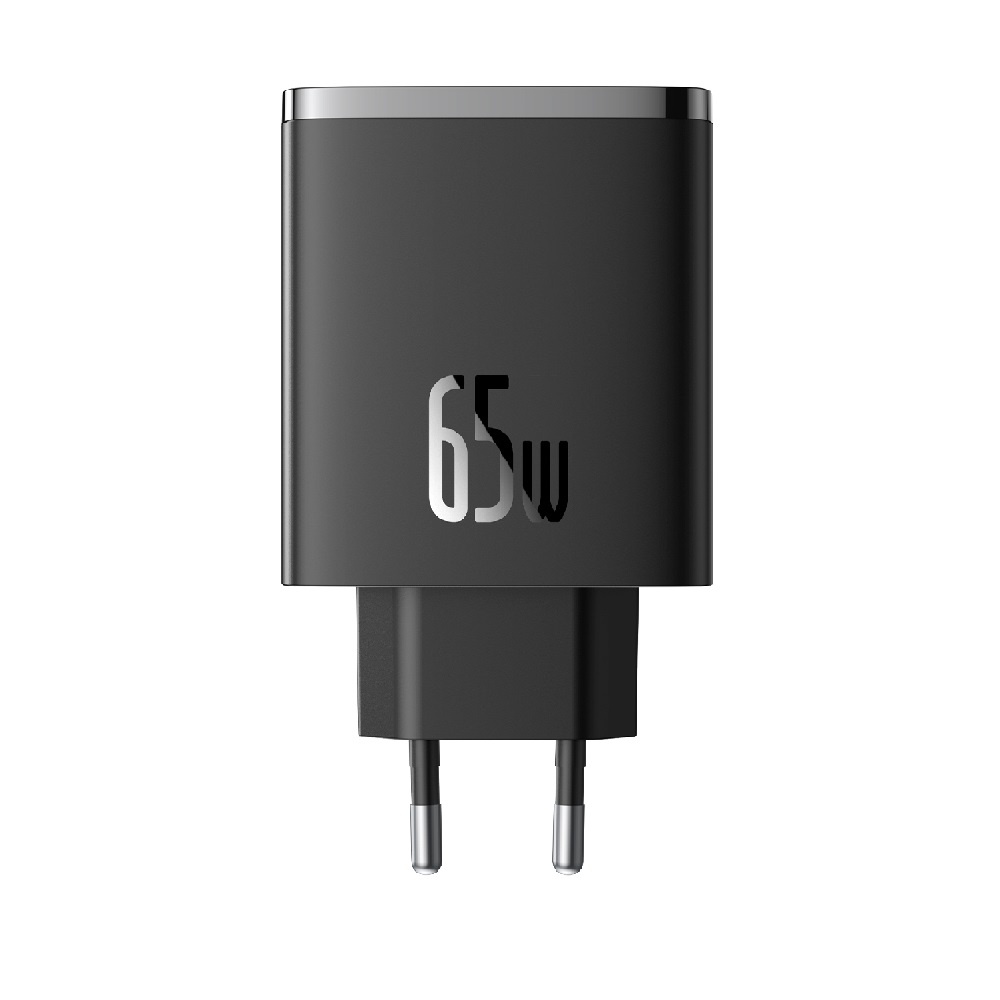Baseus OS‑Cube Pro 65 W Wandlader Zwart – 2× USB‑C + 1× USB‑A, GaN Technologie, PD2.0/PD3.0, QC3.0/2.0, SCP, FCP, AFC & PPS