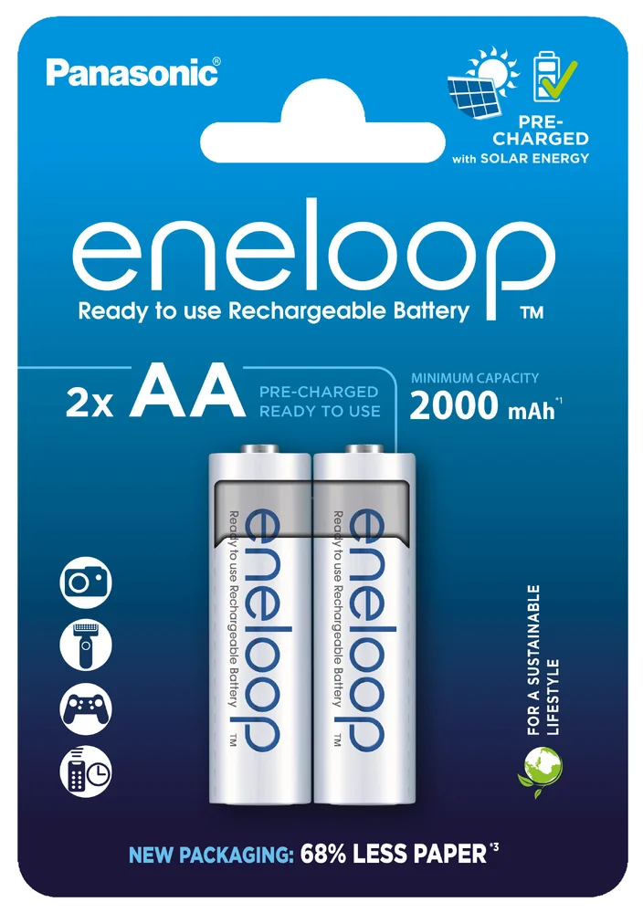Eneloop Oplaadbare AA batterijen 2000 mAh 2 stuks Eneloop
