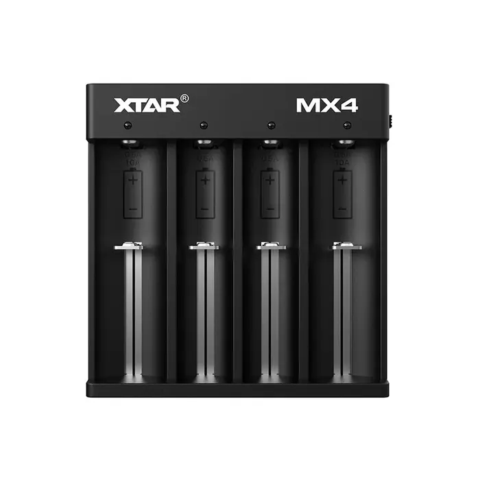 XTAR MX4 Universele 4‑sloten Smart Batterijlader (USB‑C) voor Li‑ion, LiFePO₄ en NiMH