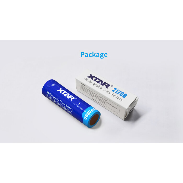 XTAR 21700 - 5000mAh Beschermde Oplaadbare Lithium-Ion Batterij met Button Top