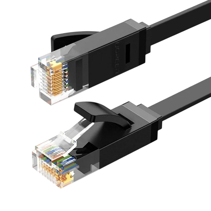 Ugreen Cat6 platte U/UTP netwerkkabel 2 meter zwart – gigabit LAN‑connectie