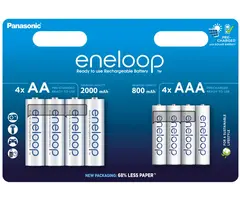 Eneloop 4xAA + 4xAAA Eneloop oplaadbare batterijen