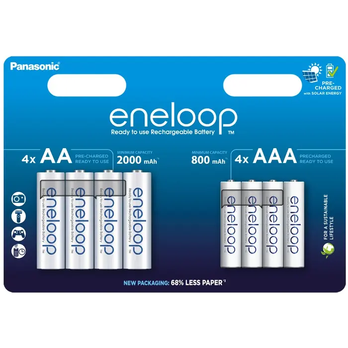 Eneloop 4xAA + 4xAAA Eneloop oplaadbare batterijen