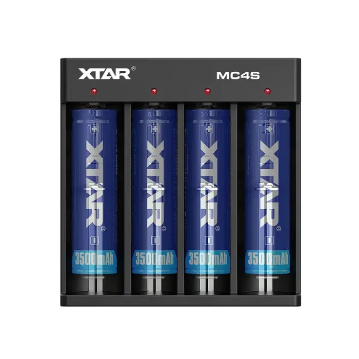 XTAR XTAR MC4S Universele Batterijlader - 4 Onafhankelijke Kanalen - USB-C - Geschikt voor 18650 & Ni-MH