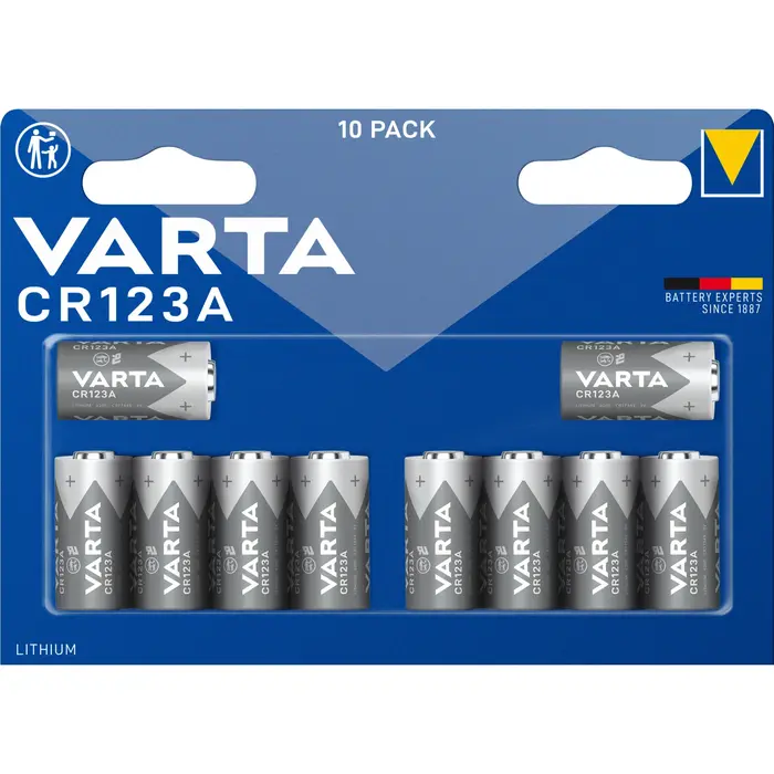 Varta Professional Lithium CR123A 3V Batterijen - Grootverpakking (10 Stuks) - Voor Alarm, Camera en Smart Home