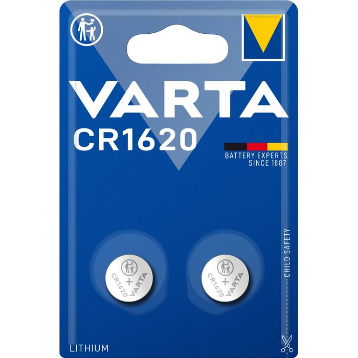 Varta CR1620 3V Lithium Batterijen (2 Stuks) - Voor Autosleutel, Afstandsbediening en Rekenmachine