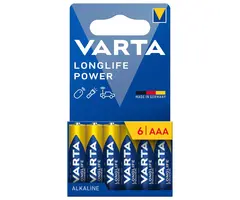Varta Longlife Power AAA Alkaline Batterijen - Blister 6 Stuks