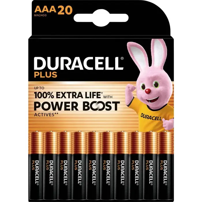 Duracell Plus AAA Alkaline Batterijen - Voordeelverpakking 20 Stuks (LR03) - Met 150% Extra Life