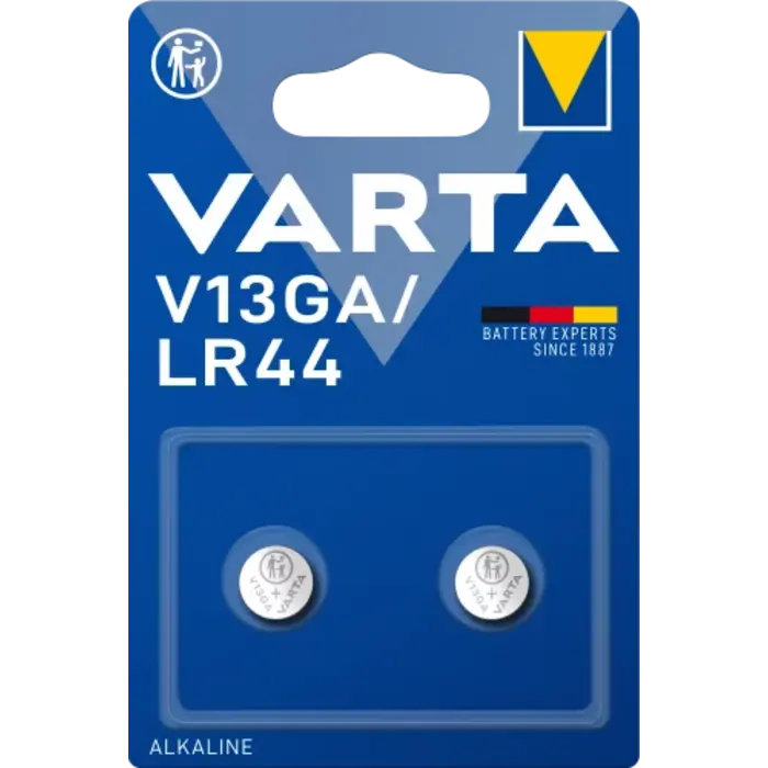 Varta LR44 / V13GA Alkaline Knoopcel Batterijen 1.5V - Blisterverpakking 2 Stuks