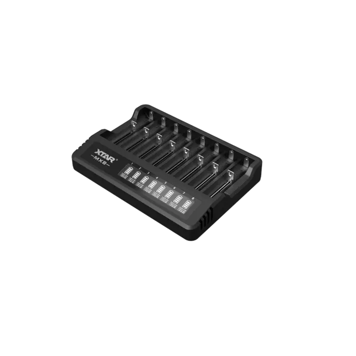 XTAR MX8 Universele 8-Slot Batterijlader voor 1.5V Li-ion, 3.6V/3.7V Li-ion en 1.2V Ni-MH/Ni-CD Batterijen