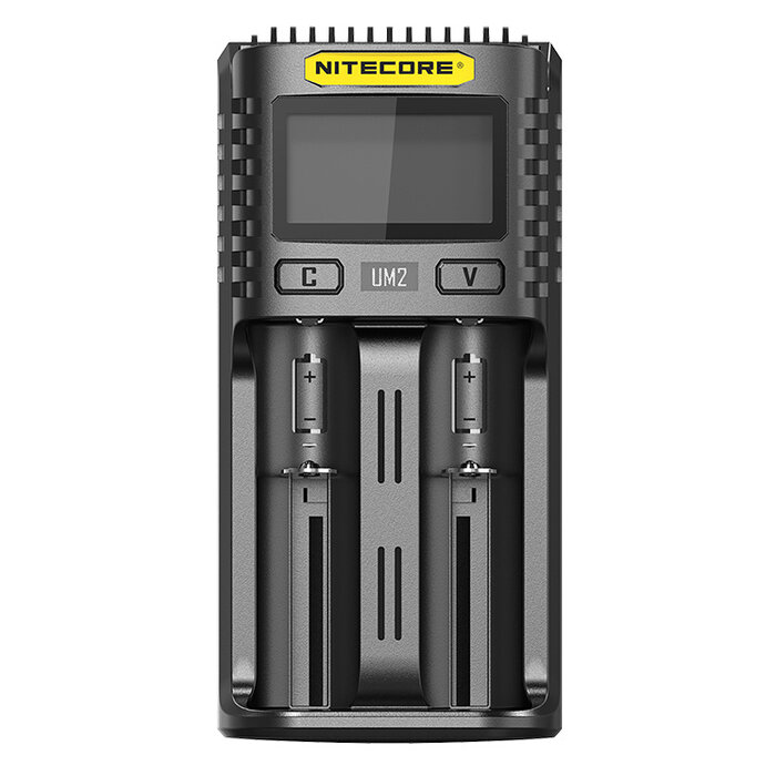 Nitecore UM2 USB-C  Dual-Slot Snellader - LCD Display - Voor Li-ion, IMR, Ni-MH, Ni-Cd - Max 1500mA per slot