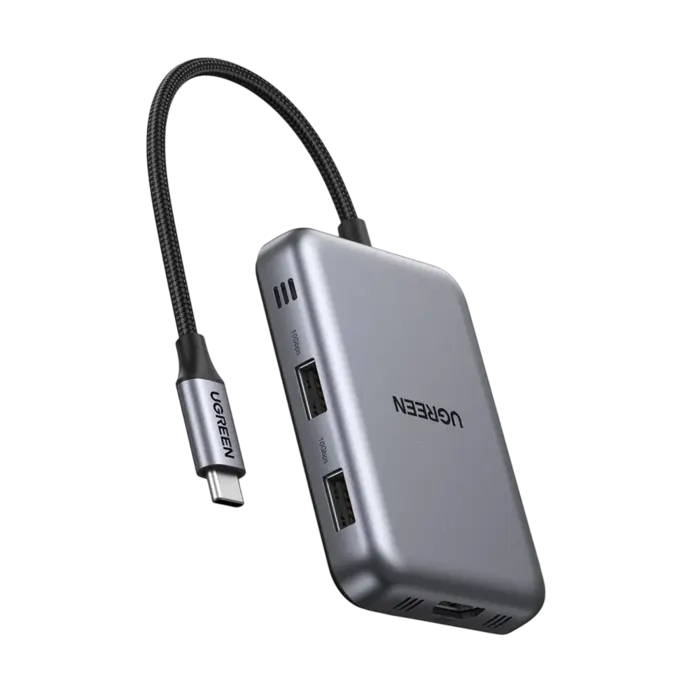 Ugreen 7-in-1 USB-C Hub Adapter - 4K@60Hz HDMI - 100W Power Delivery - 2x USB 3.0 & USB-C Data - SD/TF Kaartlezer - Space Grijs