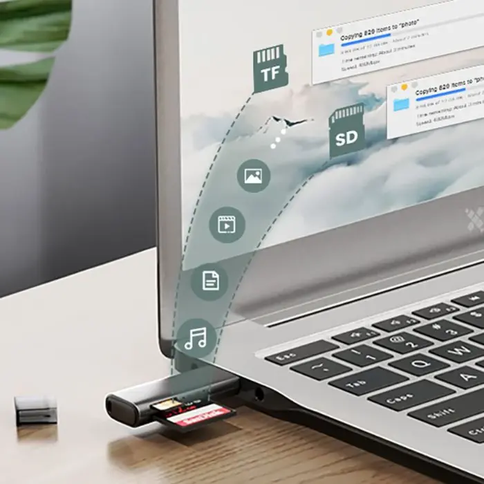 Ugreen USB 3.0 Kaartlezer - Dual Slot voor SD & MicroSD - 5Gbps High Speed Geheugenkaartlezer - Zwart