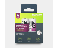 Uniross D-cell Oplaadbare Li-ion Batterijen - 1.5V - USB-C (2 stuks)