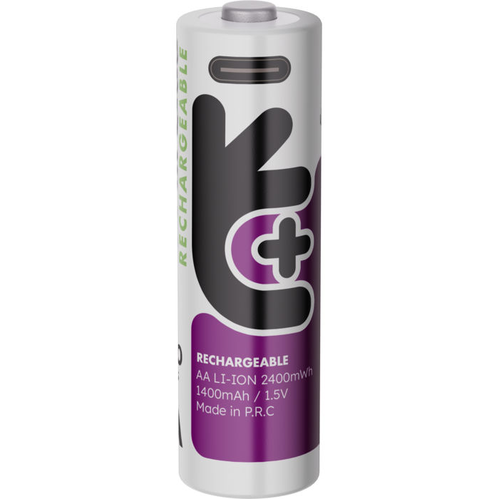 Uniross USB-C Oplaadbare AA Li-ion Batterijen - 1.5V Constante Output - 1500mAh / 2400mWh - Set van 4 inclusief 4-in-1 Laadkabel