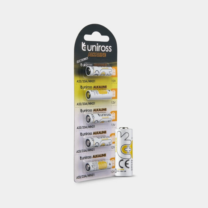 Uniross 23A (MN21) Micro Alkaline Batterijen - 12V - 55mAh - Voordeelverpakking 5 stuks