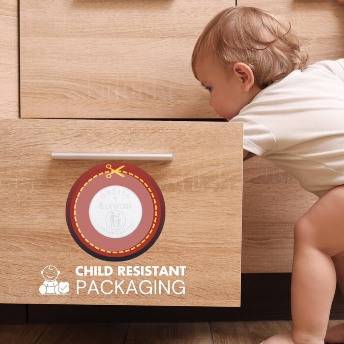 Uniross CR2450 Lithium Knoopcel Batterijen 3V – Blister van 5 stuks | Hoge energiedichtheid & 5 jaar houdbaar