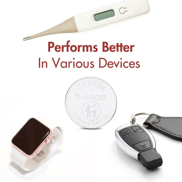 Uniross Uniross CR2430 Lithium Knoopcel Batterijen 3V – Blister van 5 stuks | Hoge energiedichtheid & 5 jaar houdbaar