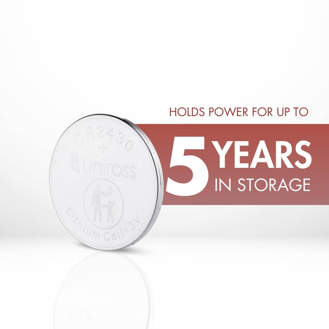 Uniross Uniross CR2430 Lithium Knoopcel Batterijen 3V – Blister van 5 stuks | Hoge energiedichtheid & 5 jaar houdbaar