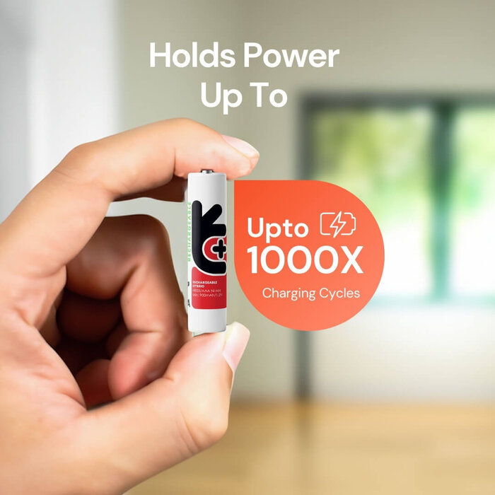 Uniross AAA Oplaadbare NiMH Hybrio Batterijen 1.2V 1000mAh – Voorgeladen & 500x Oplaadbaar – 4 stuks