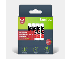 Uniross AAA Oplaadbare NiMH Hybrio Batterijen 1000mAh – 4 stuks