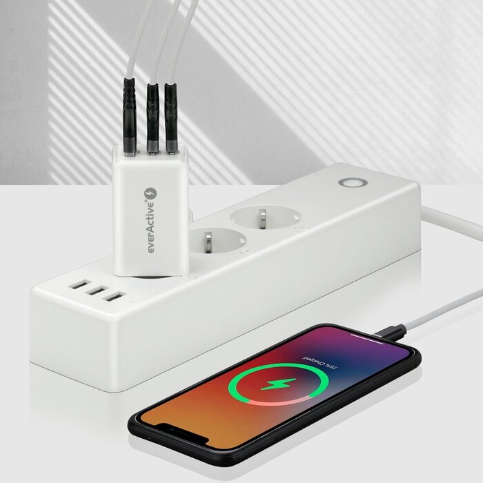 everActive GaN SC-655Q USB Snellader 65W – 2x USB-C PD + 1x USB QC3.0 – 3 Apparaten Tegelijk Opladen