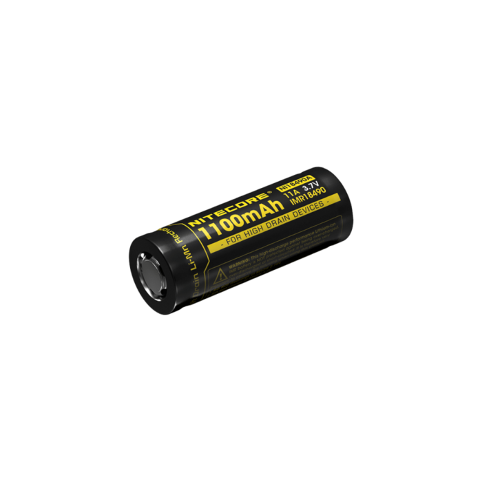 Nitecore IMR18490 Oplaadbare Li-Mn Batterij – 1100mAh – 3,7V – 11A Hoge Ontlaadstroom – Flat Top – 1 stuk