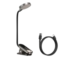 Baseus Comfort Reading Mini Clip Lamp – USB Oplaadbaar – 3 Standen – 4000K – Donkergrijs