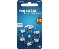 Renata ZA312 Hoortoestelbatterij Type 312 Bruin – Blister 6 stuks