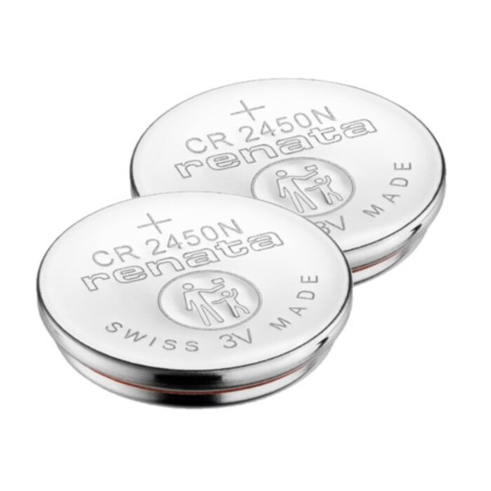 Renata CR2450N Lithium Knoopcel Batterij 3V 540mAh — Met Opstaande Rand — Blister 2 stuks