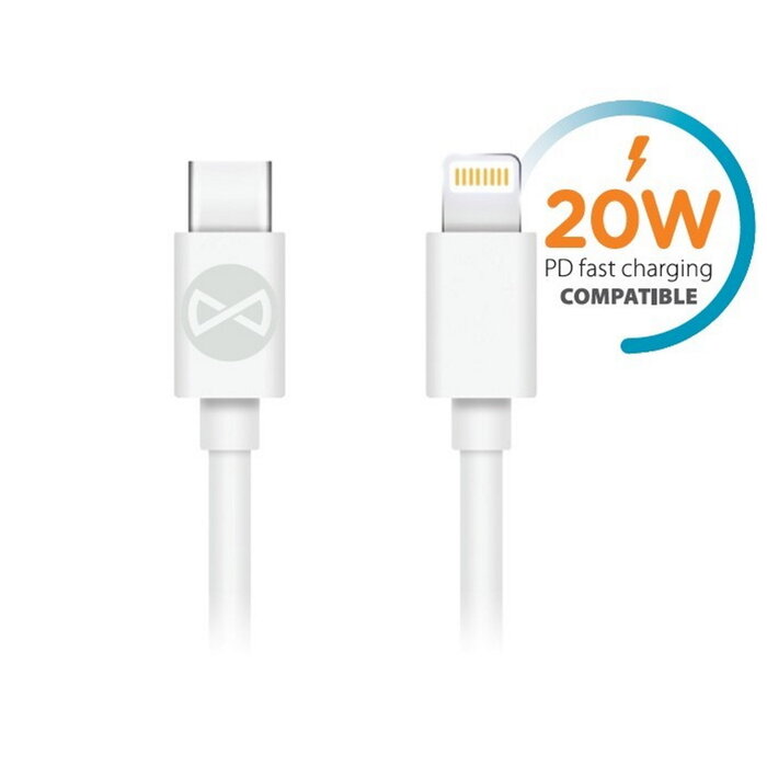 Baseus USB-C naar Lightning Kabel (1m) - Wit - 20W Power Delivery (PD) 3A Snellaadkabel met Dataoverdracht - EAN 5900495900203