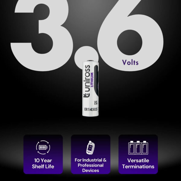 Uniross ER14505 Lithium Thionyl Chloride Batterij 3.6V 2600mAh AA-formaat (1 stuk)