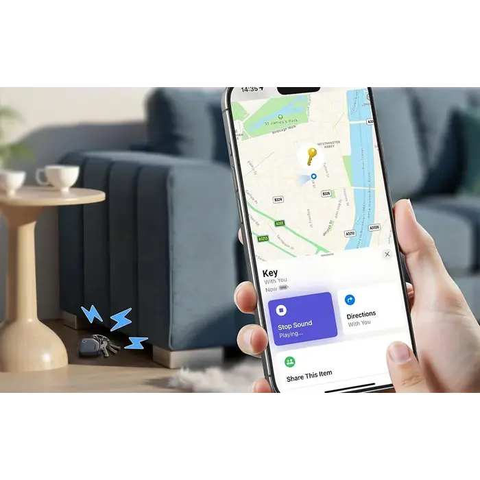 Ugreen Smart Finder 2 oplaadbare Bluetooth tracker (1 stuk) voor iPhone, iPad en Mac – Apple Find My, USB-C, geluidssignaal en verloren-modus