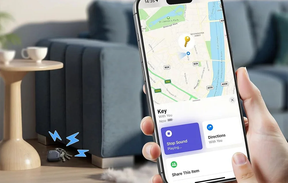 Ugreen Smart Finder 2 oplaadbare Bluetooth tracker (1 stuk) voor iPhone, iPad en Mac – Apple Find My, USB-C, geluidssignaal en verloren-modus