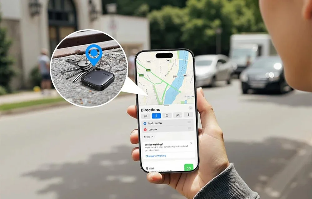 Ugreen Smart Finder 2 oplaadbare Bluetooth tracker (1 stuk) voor iPhone, iPad en Mac – Apple Find My, USB-C, geluidssignaal en verloren-modus