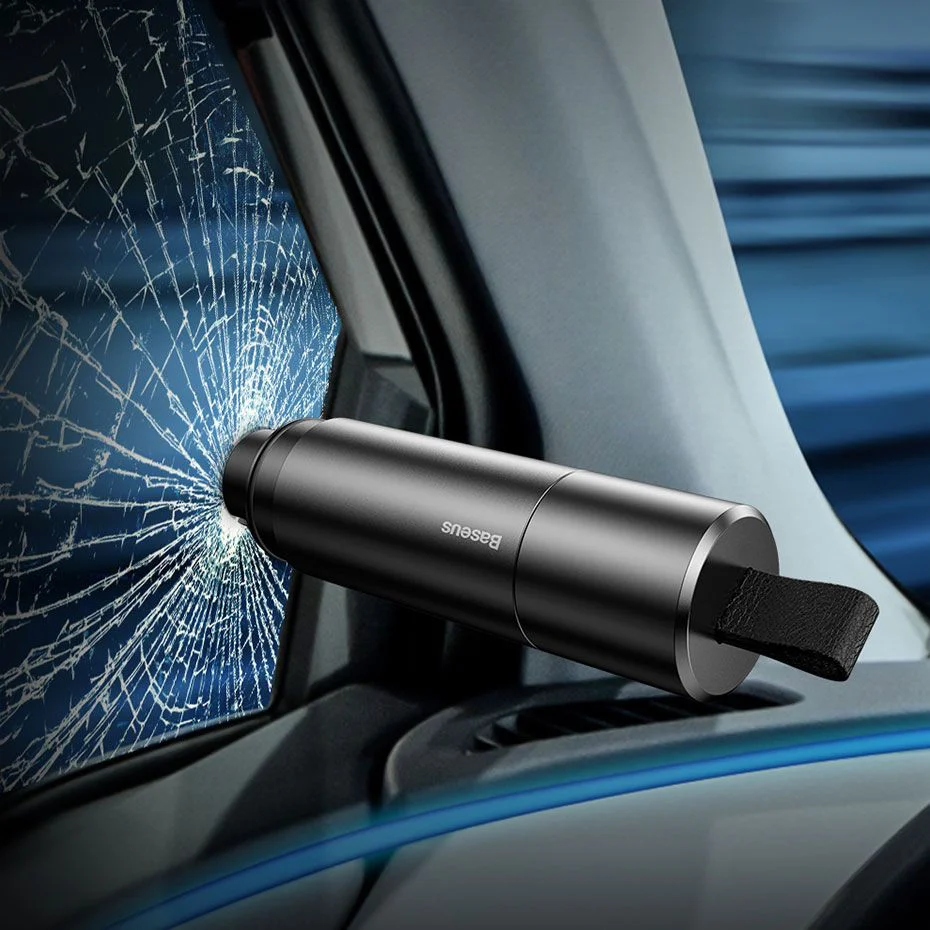 Baseus Noodhamer voor de auto 2-in-1 met ruitbreker (wolfraamstaal) en gordelsnijder – veergeladen, inclusief montagebeugel, type CRSFH-0G