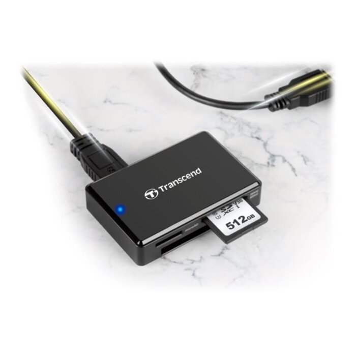 Transcend RDF8 USB 3.1 Gen 1 multikaartlezer voor SD, microSD en CompactFlash (UHS-I) – inclusief USB-kabel