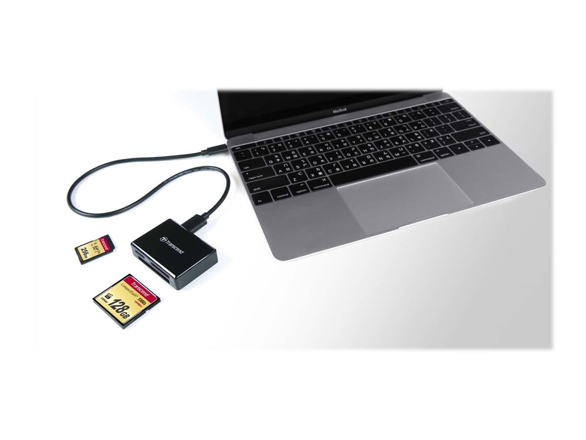 Transcend RDC8 USB 3.1 Gen 1 USB-C multikaartlezer voor SD, microSD en CompactFlash (UHS-I) – inclusief USB-C kabel